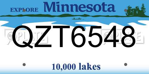 QZT6548 Minnesota License Plate