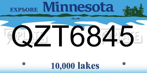 QZT6845 Minnesota License Plate