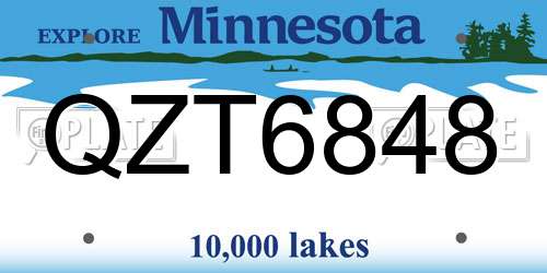 QZT6848 Minnesota License Plate