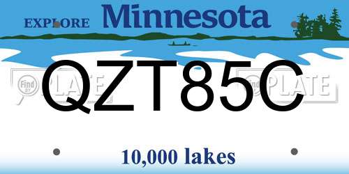 QZT85C Minnesota License Plate