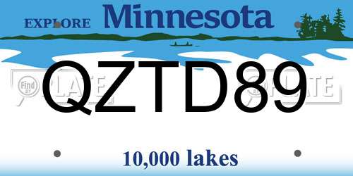 QZTD89 Minnesota License Plate