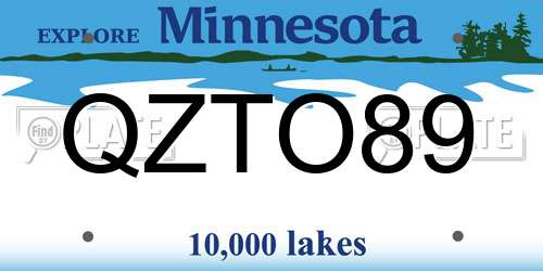 QZTO89 Minnesota License Plate