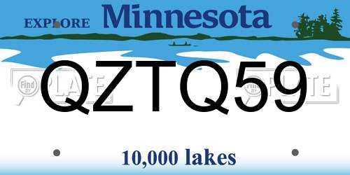 QZTQ59 Minnesota License Plate