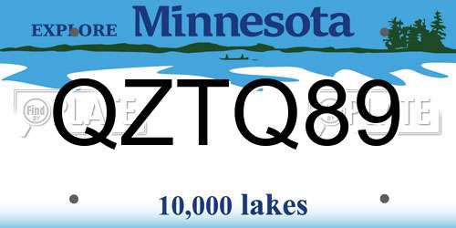 QZTQ89 Minnesota License Plate