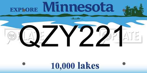 QZY221 Minnesota License Plate