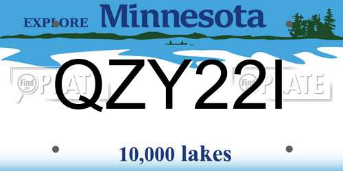 QZY22I Minnesota License Plate