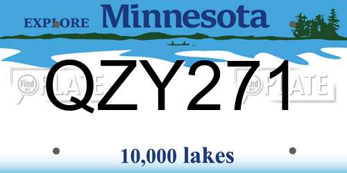 QZY271 Minnesota License Plate