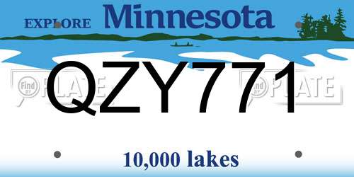 QZY771 Minnesota License Plate