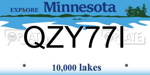 QZY77I Minnesota License Plate