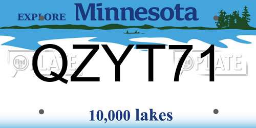 QZYT71 Minnesota License Plate