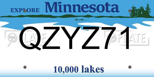 QZYZ71 Minnesota License Plate