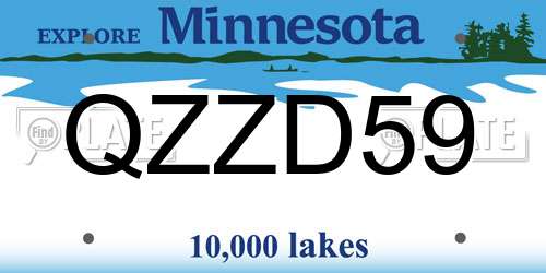 QZZD59 Minnesota License Plate