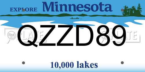 QZZD89 Minnesota License Plate