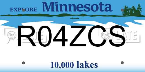 R04ZCS Minnesota License Plate