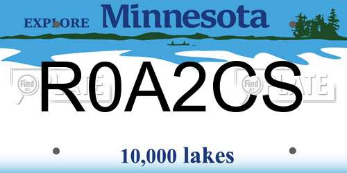 R0A2CS Minnesota License Plate