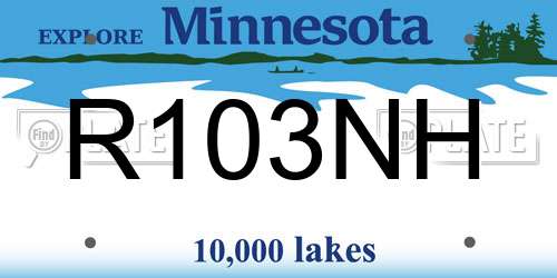 R103NH Minnesota License Plate