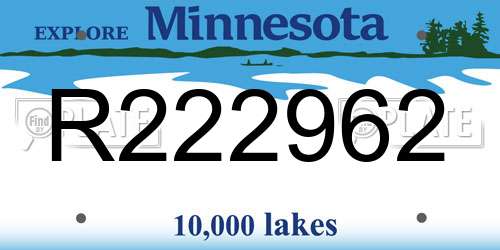 R222962 Minnesota License Plate