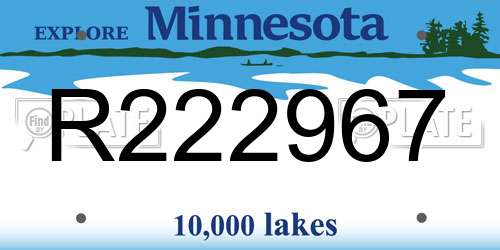 R222967 Minnesota License Plate