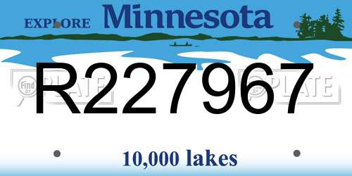 R227967 Minnesota License Plate