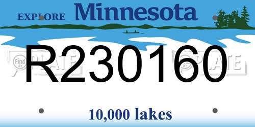 R230160 Minnesota License Plate