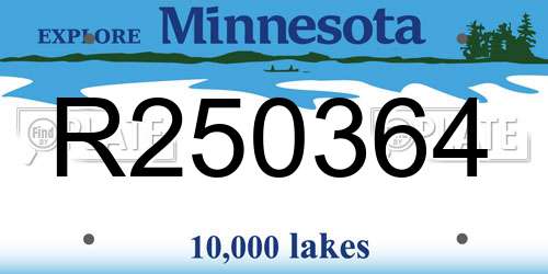 R250364 Minnesota License Plate
