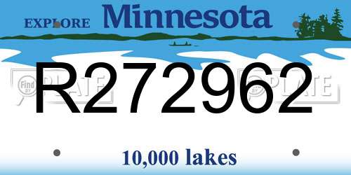 R272962 Minnesota License Plate