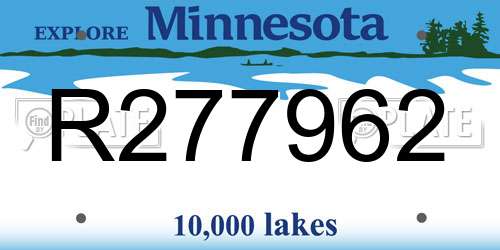 R277962 Minnesota License Plate