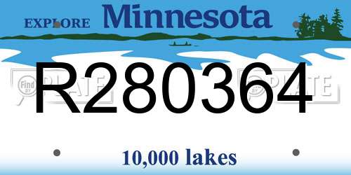 R280364 Minnesota License Plate