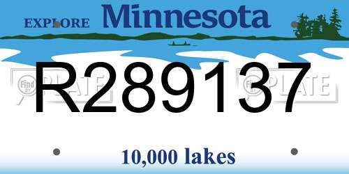 R289137 Minnesota License Plate