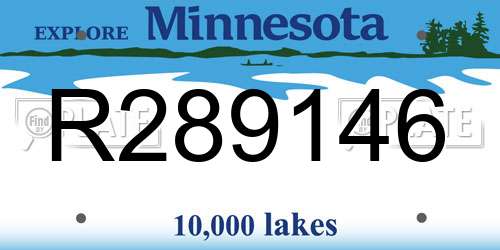 R289146 Minnesota License Plate