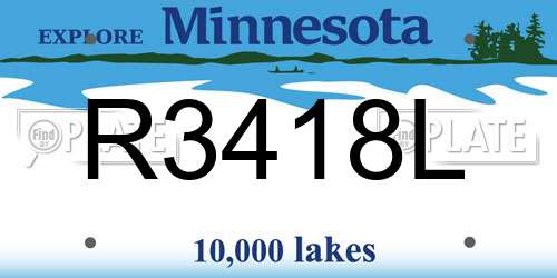 R3418L Minnesota License Plate
