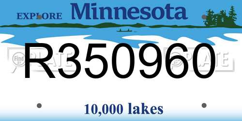 R350960 Minnesota License Plate