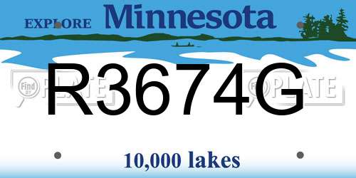 R3674G Minnesota License Plate