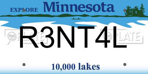 R3NT4L Minnesota License Plate