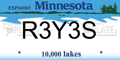 R3Y3S Minnesota License Plate