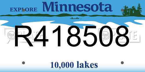 R418508 Minnesota License Plate