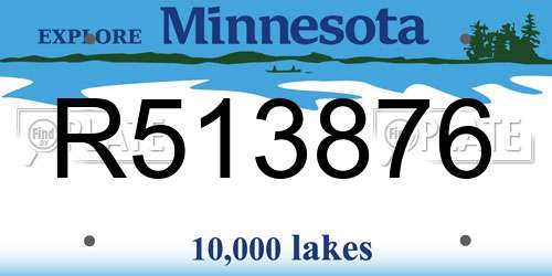 R513876 Minnesota License Plate