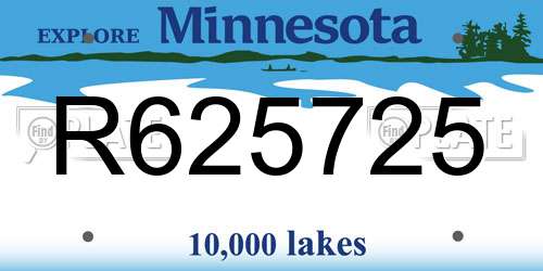 R625725 Minnesota License Plate