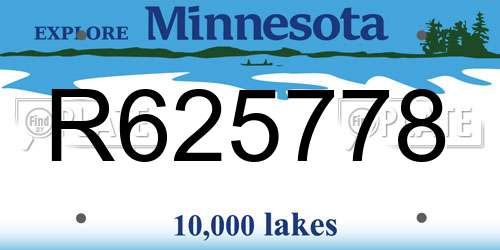 R625778 Minnesota License Plate