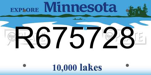 R675728 Minnesota License Plate