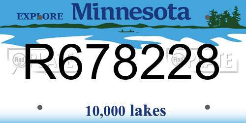R678228 Minnesota License Plate