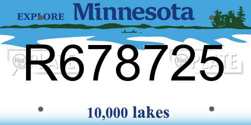 R678725 Minnesota License Plate