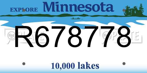 R678778 Minnesota License Plate