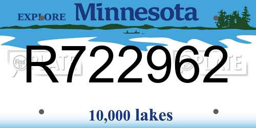 R722962 Minnesota License Plate