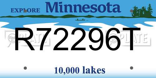 R72296T Minnesota License Plate