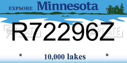 R72296Z Minnesota License Plate