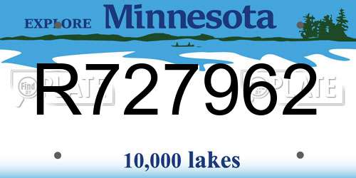R727962 Minnesota License Plate