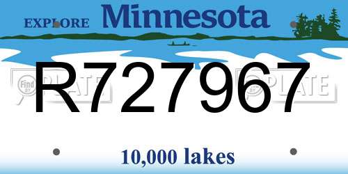 R727967 Minnesota License Plate