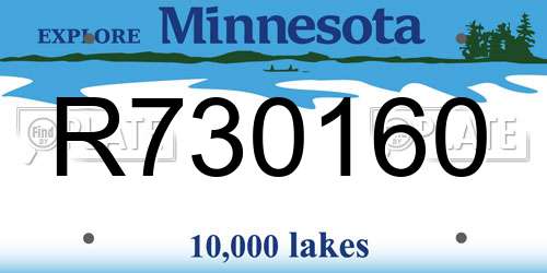 R730160 Minnesota License Plate