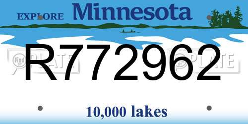 R772962 Minnesota License Plate